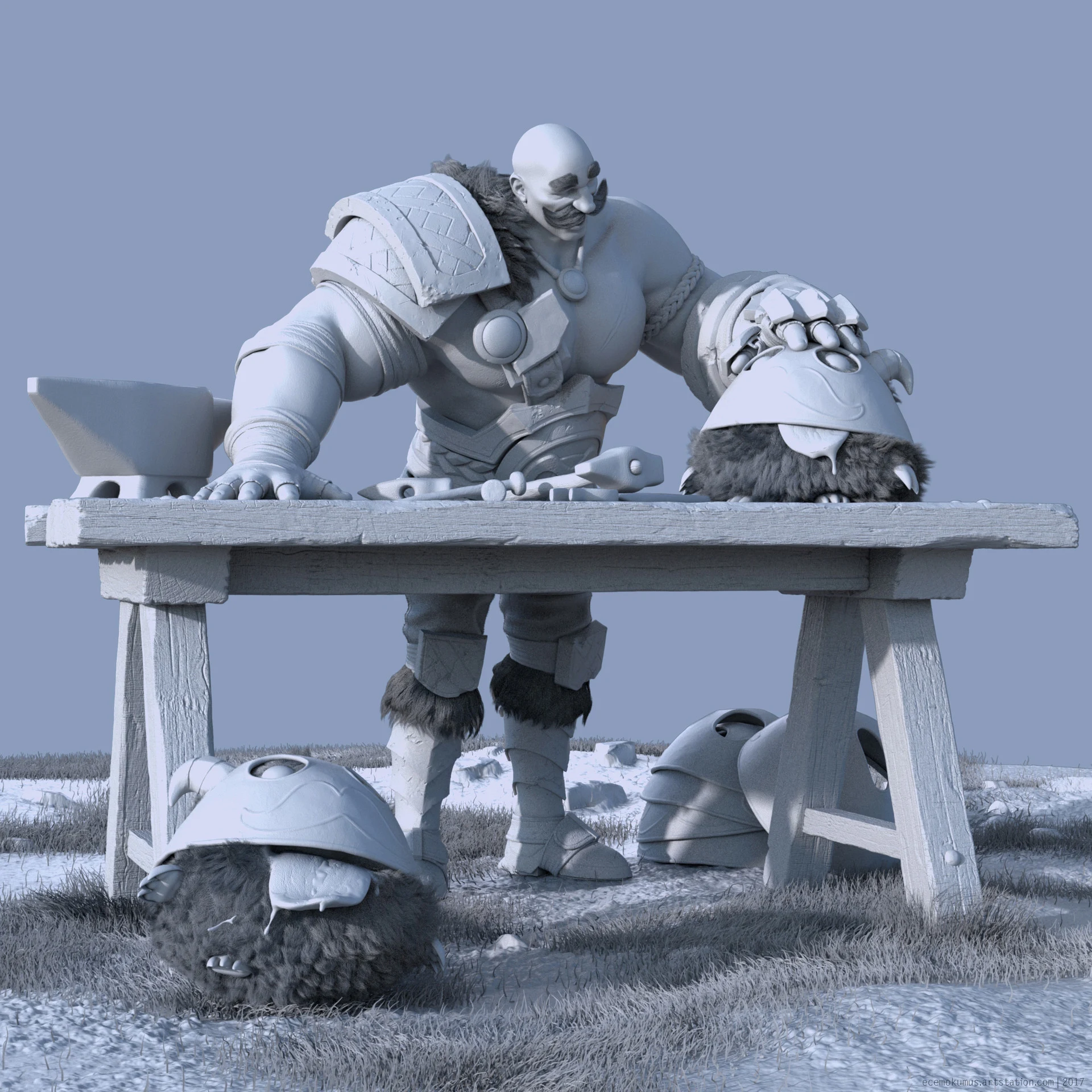 The Protectors of Braum — Clay render